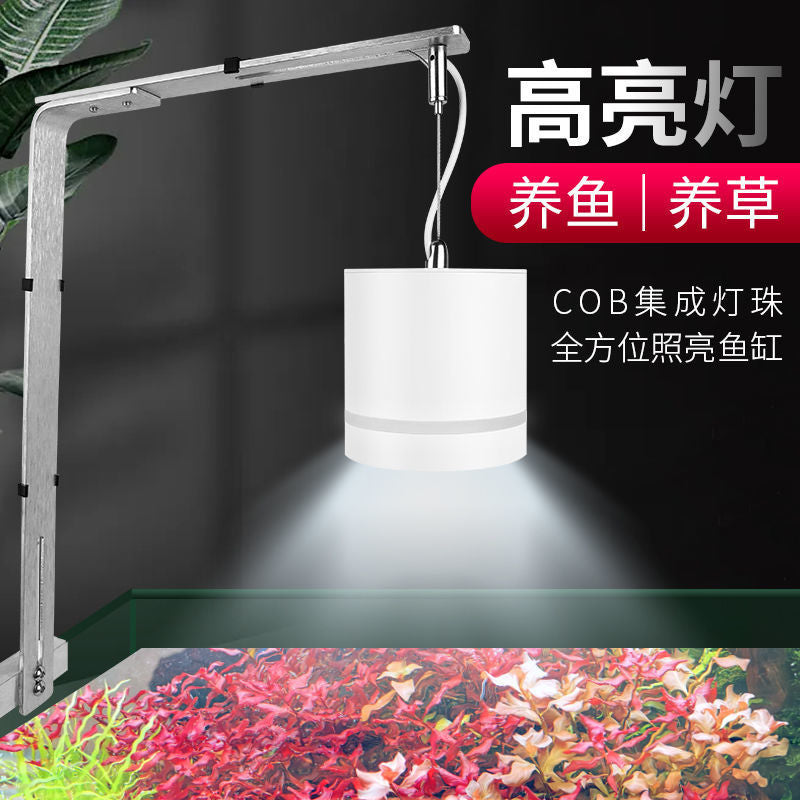 魚缸水草燈LED全光譜防水照明燈草缸專用爆藻小筒燈COB透鏡變色燈