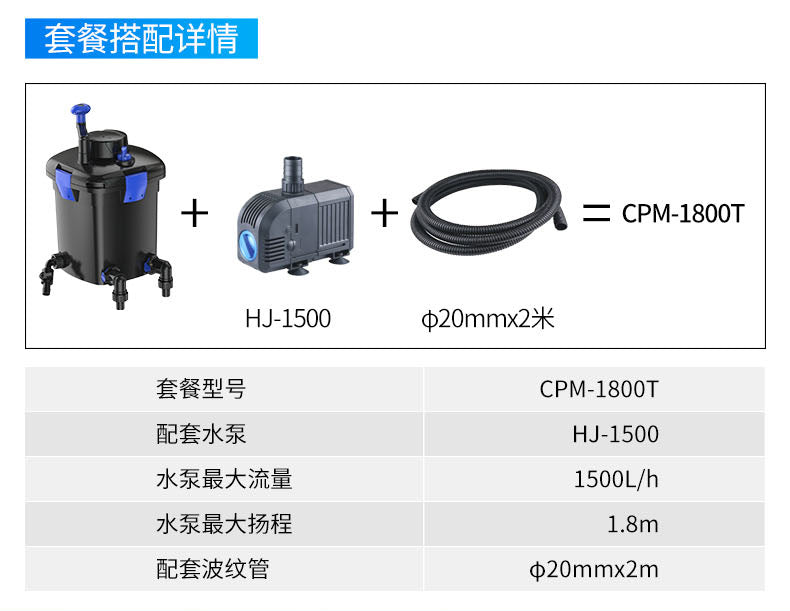 單桶CPM-1800 手搖式反沖洗 內置UV殺菌燈9W