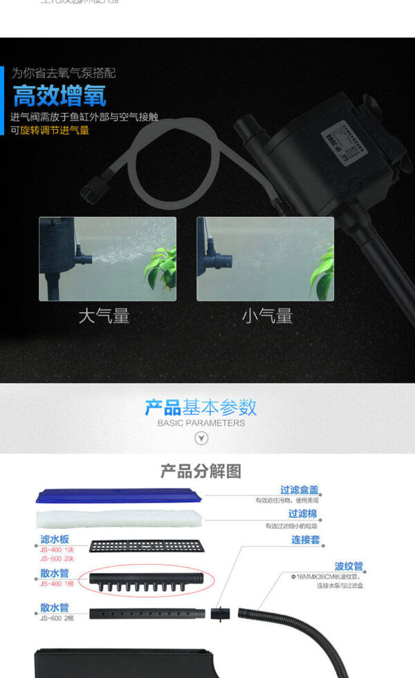 帶過濾盒 JS-400 6W 泵頭+過濾盒：圖片 17